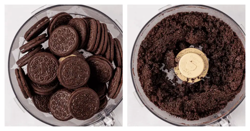 oreo cookies pulsed into crumbs with a food processor