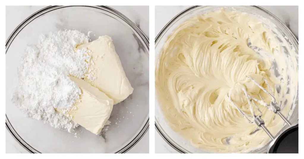 powdered sugar and cream cheese beaten together