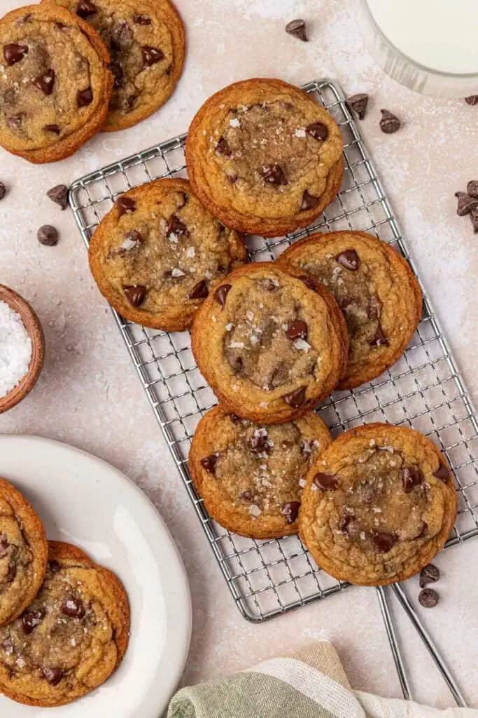 brown butter cookies on a wire rack