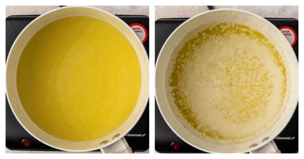 melted butter in saucepan