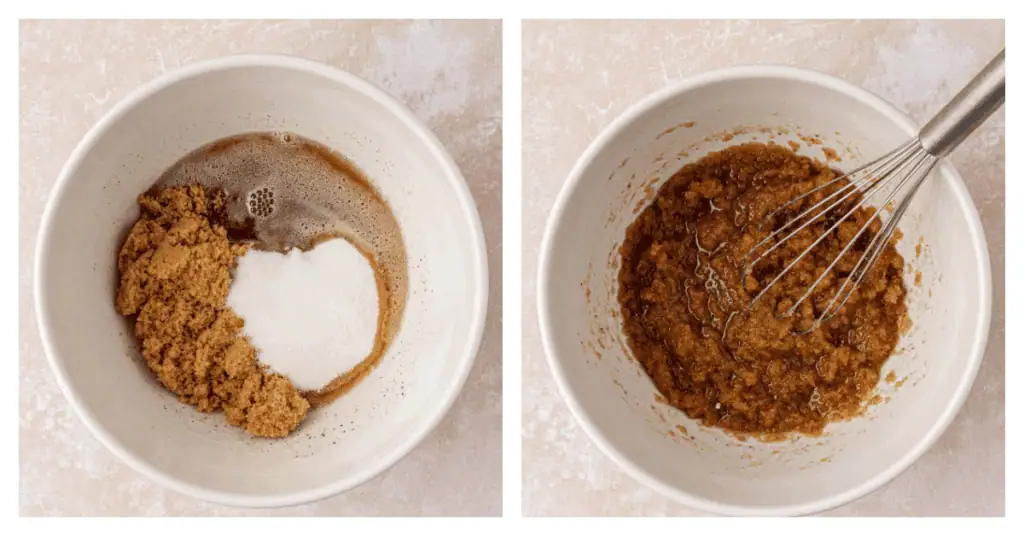 brown butter and sugars in a bowl