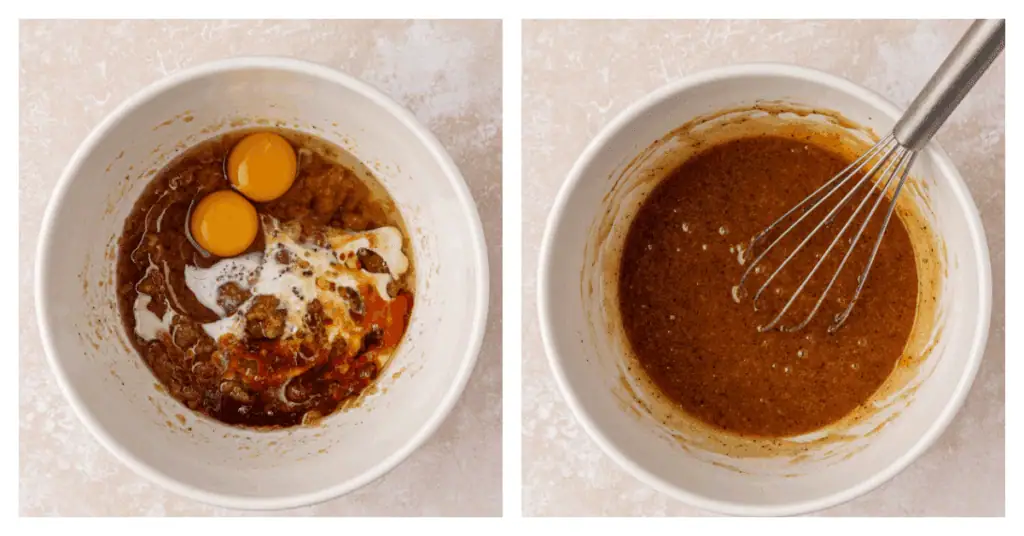 eggs, milk, and vanilla added to cookie dough