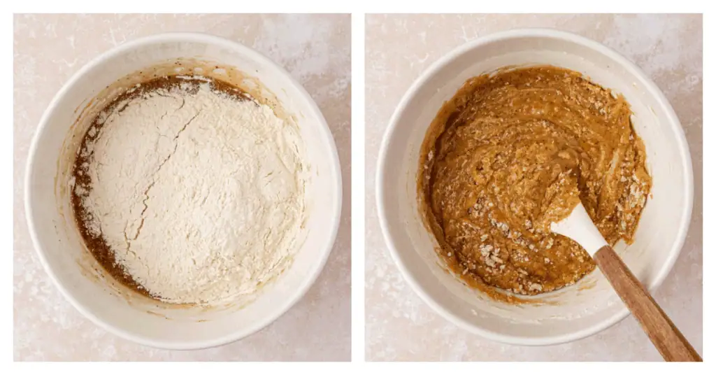 dry ingredients added to cookie dough