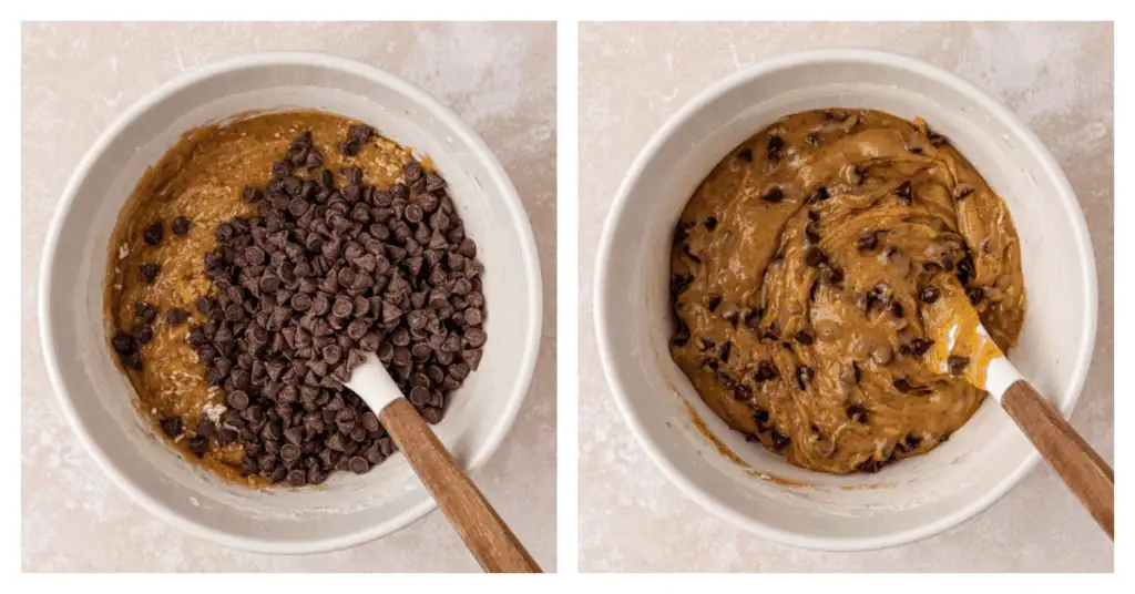 chocolate chips stirred into the cookie dough