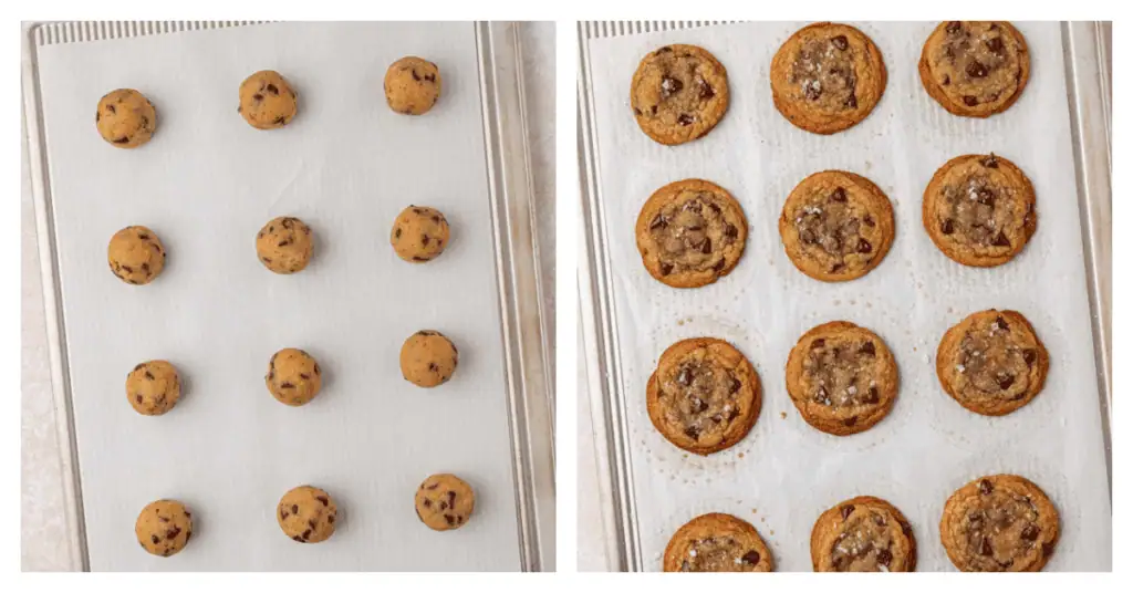 cookies scooped and baked on a cookie sheet