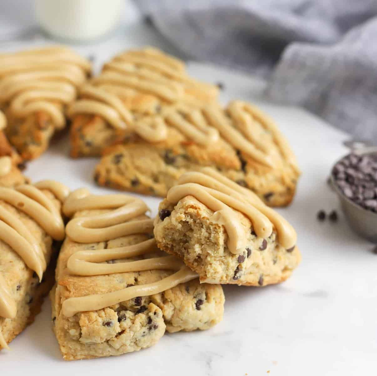 peanut butter scones with a bite taken out of one