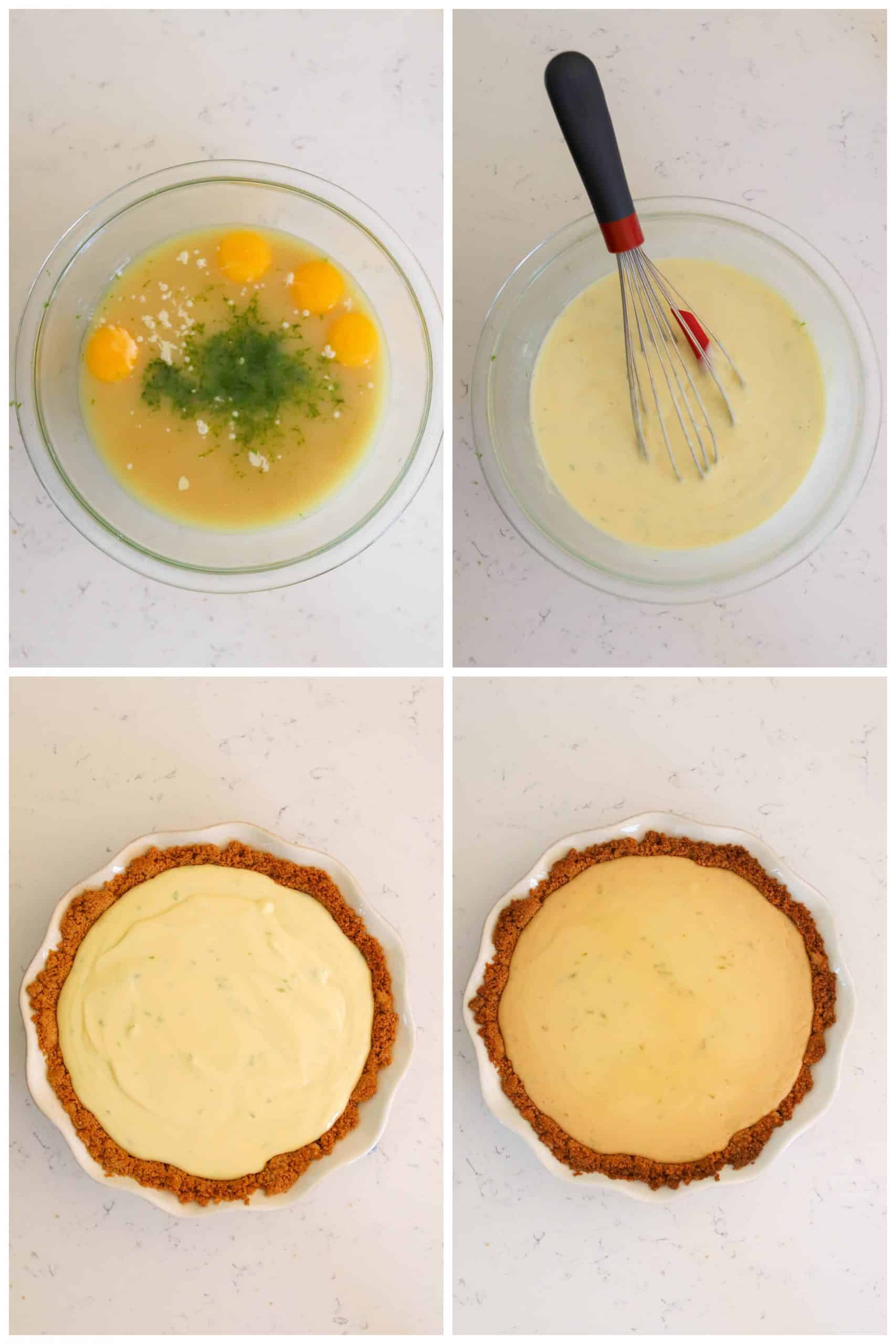 step by step of making filling, a baked and unbaked pie