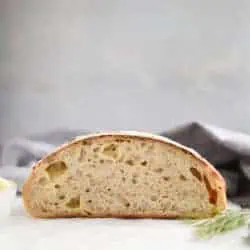 sourdough cheddar bread cut in half