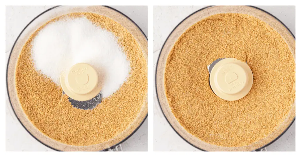 sugar and graham cracker crumbs in a food processor