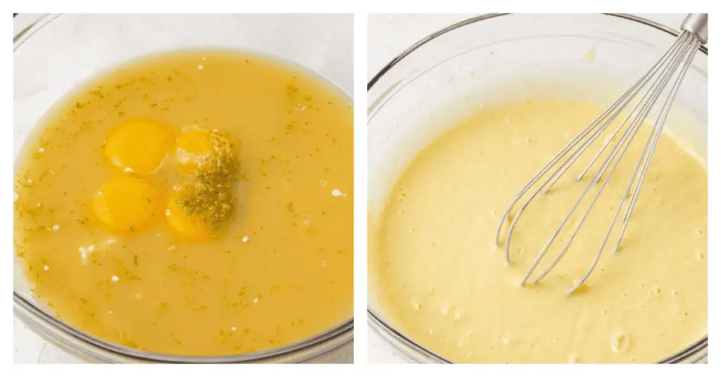 key lime pie filling ingredients stirred together in a bowl