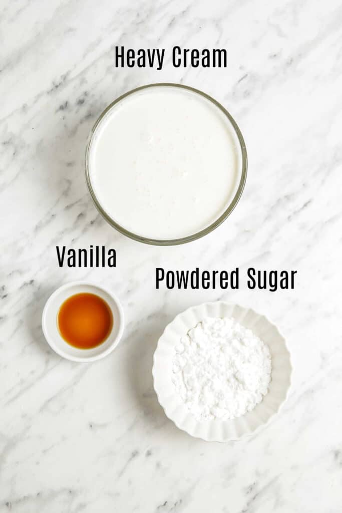 ingredients for homemade whipped cream recipe