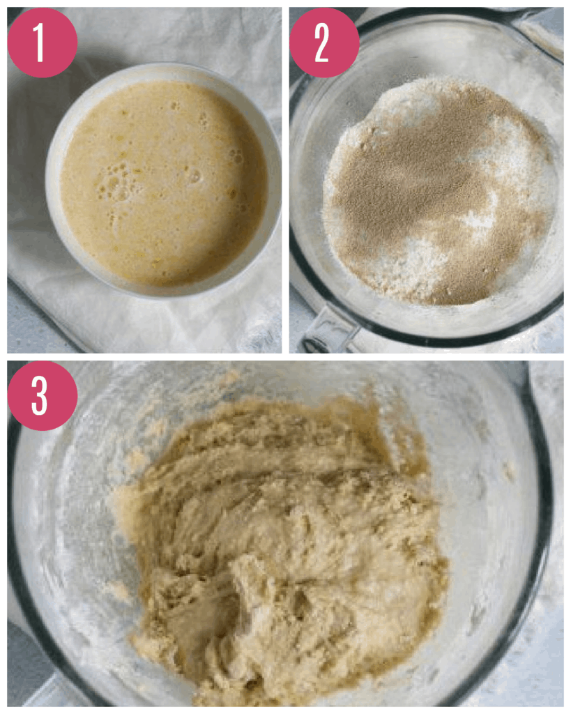 yeast dough being made in a step by step photo collage