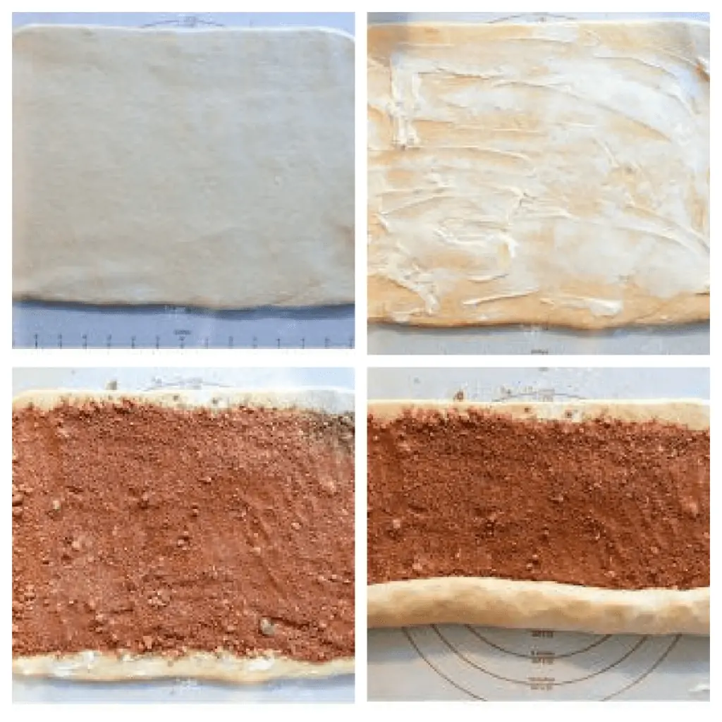 rolling and shaping cinnamon rolls