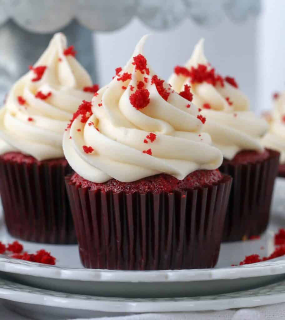 red velvet cupcake with cream cheese frosting