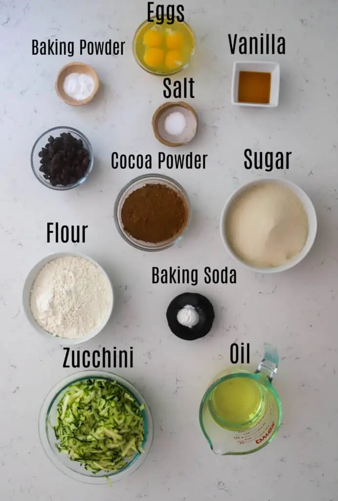 ingredients prepped for chocolate zucchini cake