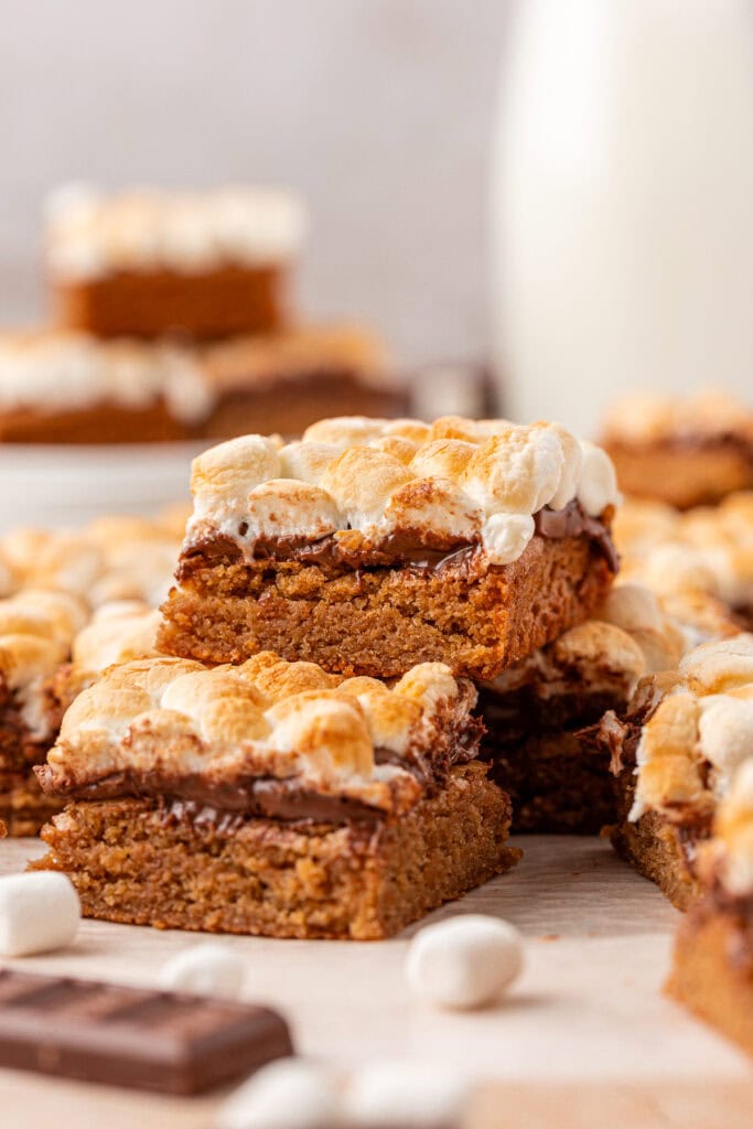 two smores bars stacked on top of each other