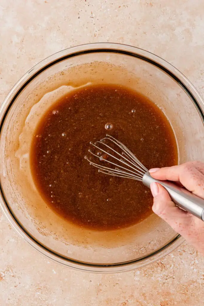 smores bar wet ingredients whisked together