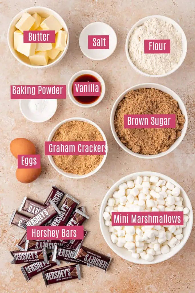 smores bars ingredients