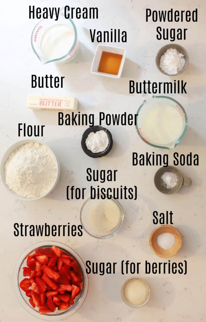 ingredients for strawberry shortcake