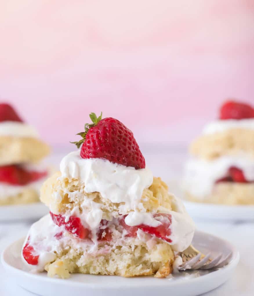 strawberry shortcake with a bite taken out of it