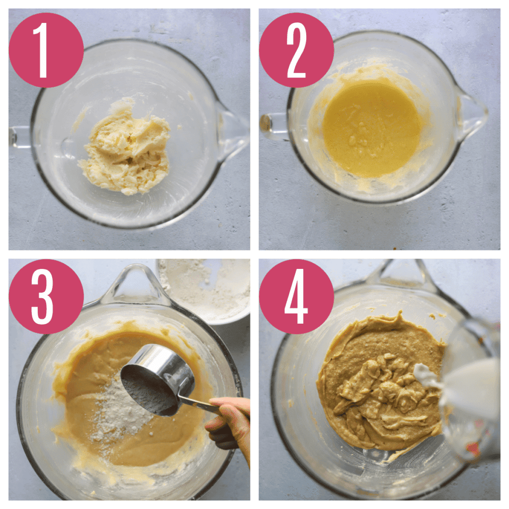 step by step photos of making whole wheat blueberry muffins
