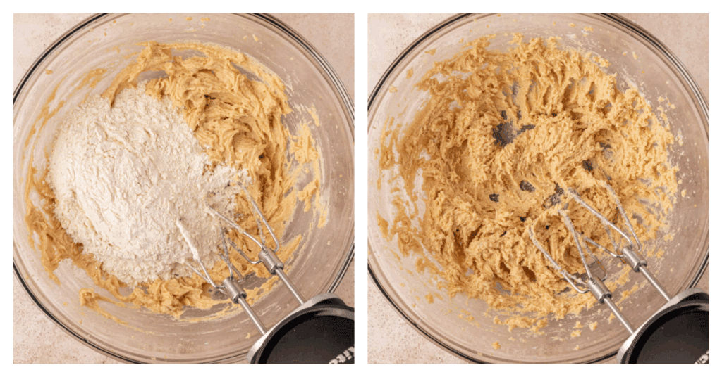 dry ingredients added to cookie dough