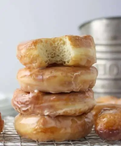 stacked glazed yeast donuts