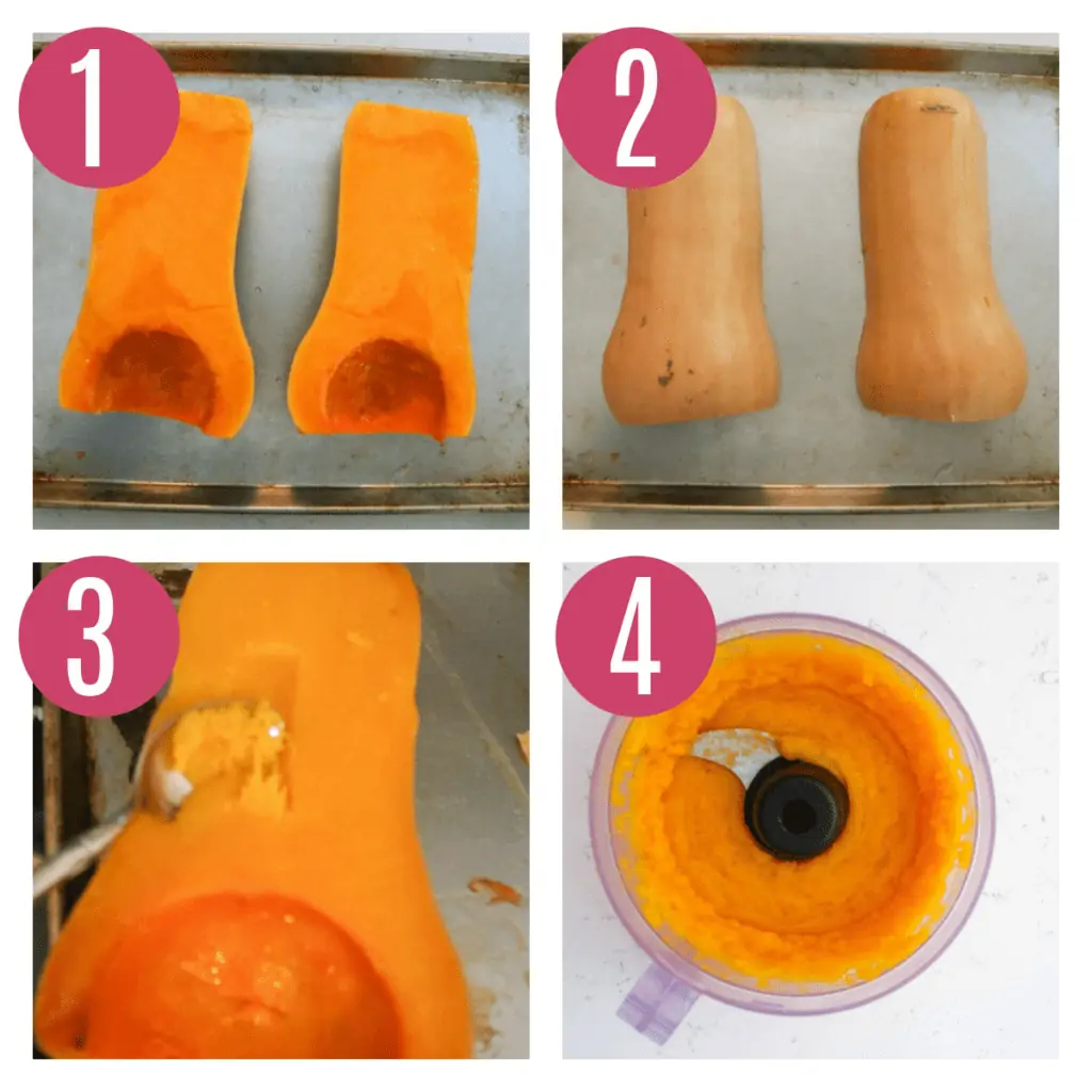 step by step photos of making butternut squash puree