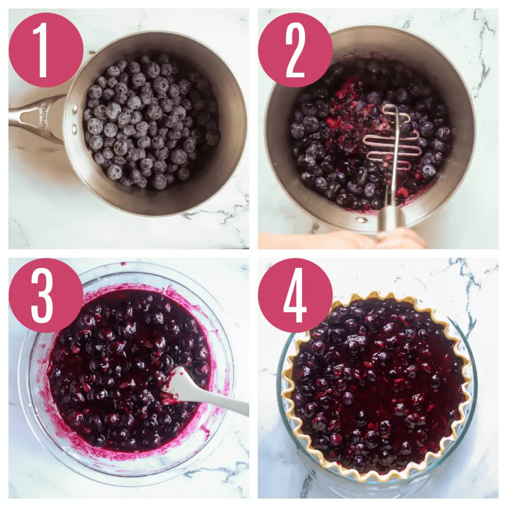 step by step photos of making blueberry filling for pie