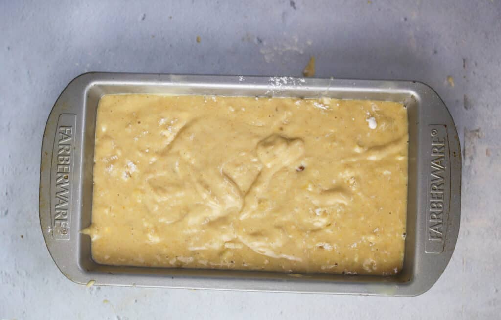 unbaked loaf of banana bread recipe with sour cream