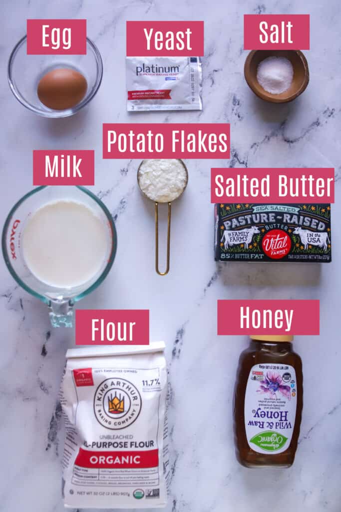 ingredients for salted honey parker house rolls