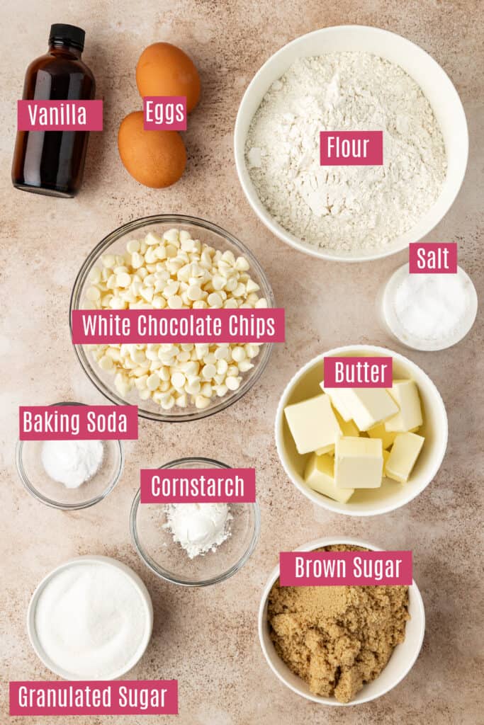 white chocolate chip cookies ingredients