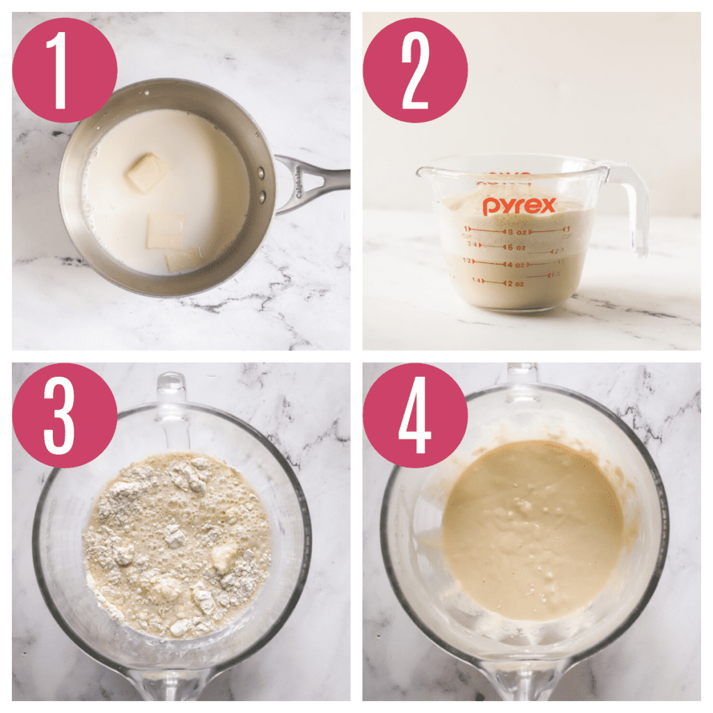 yeast roll step by step photos of the dough being made