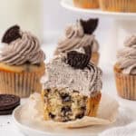 oreo cupcake cut in half