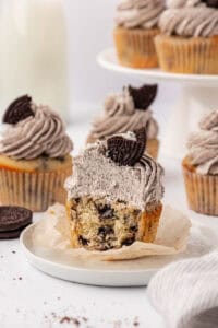 oreo cupcake cut in half