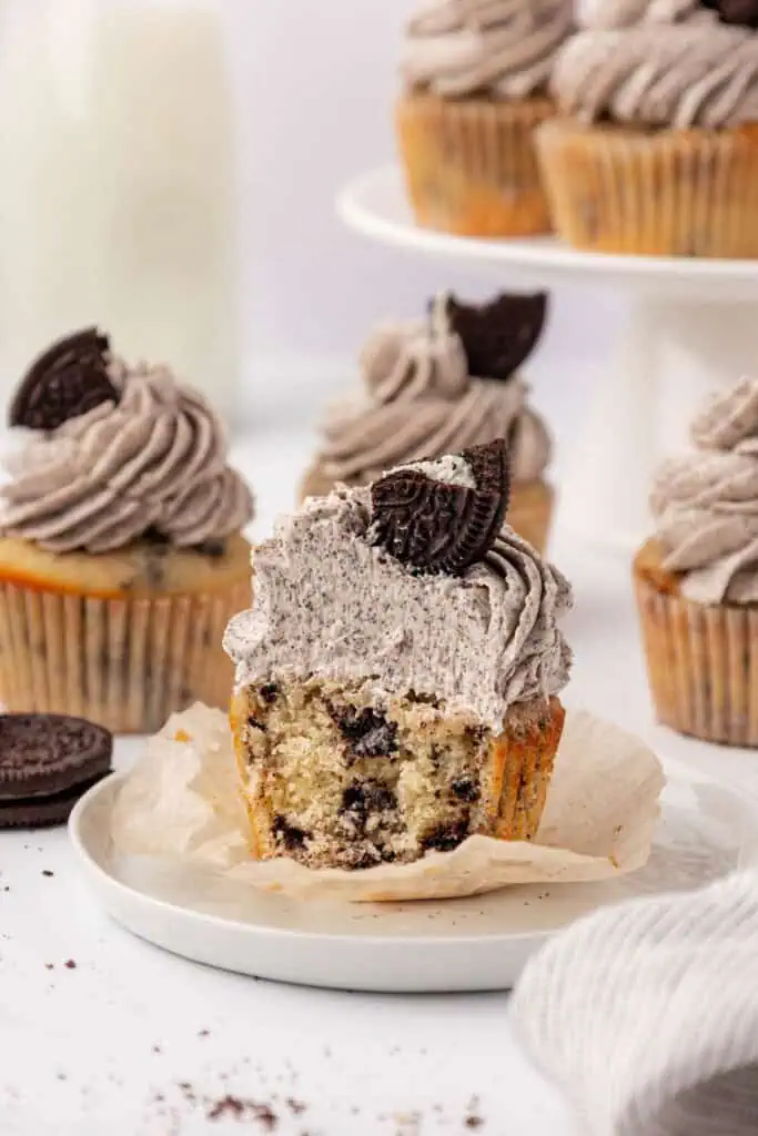 oreo cupcake cut in half