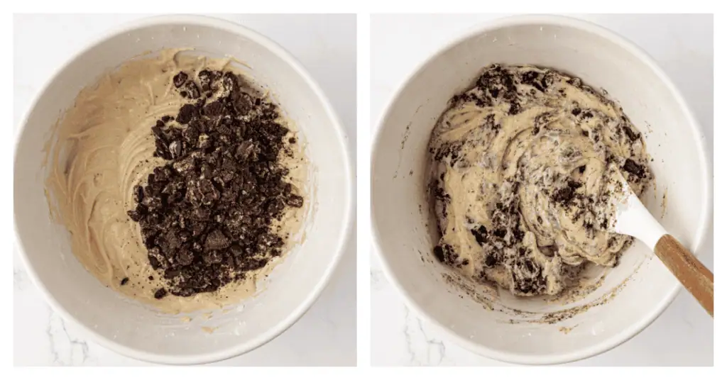 oreo pieces added to the cupcake batter