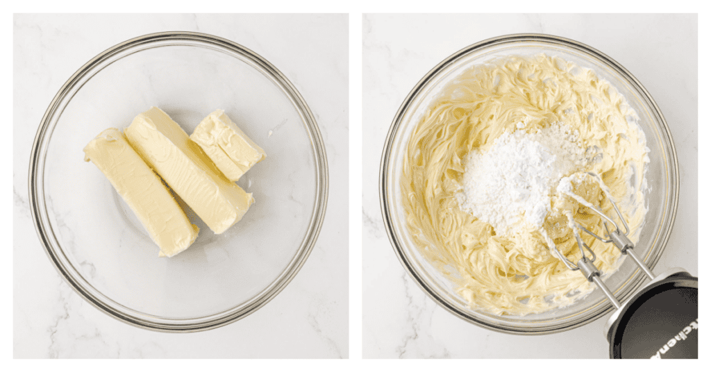 butter and powdered sugar creamed together