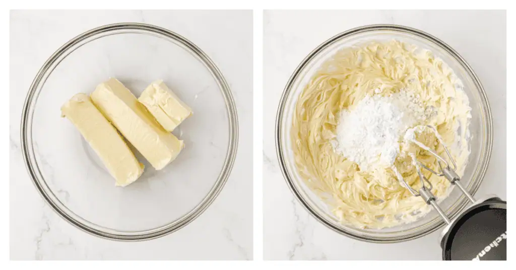 butter and powdered sugar creamed together