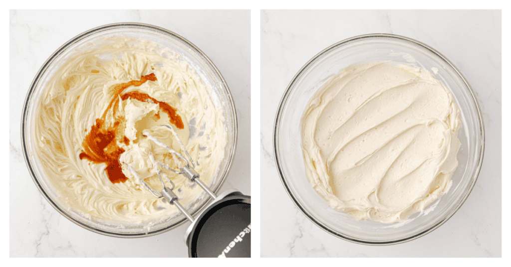 vanilla and cream added to the frosting