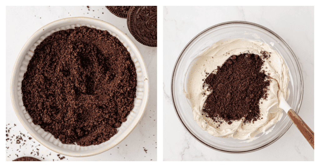 oreo crumbs added to the frosting