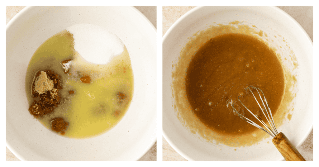 melted butter and sugar stirred together in a bowl