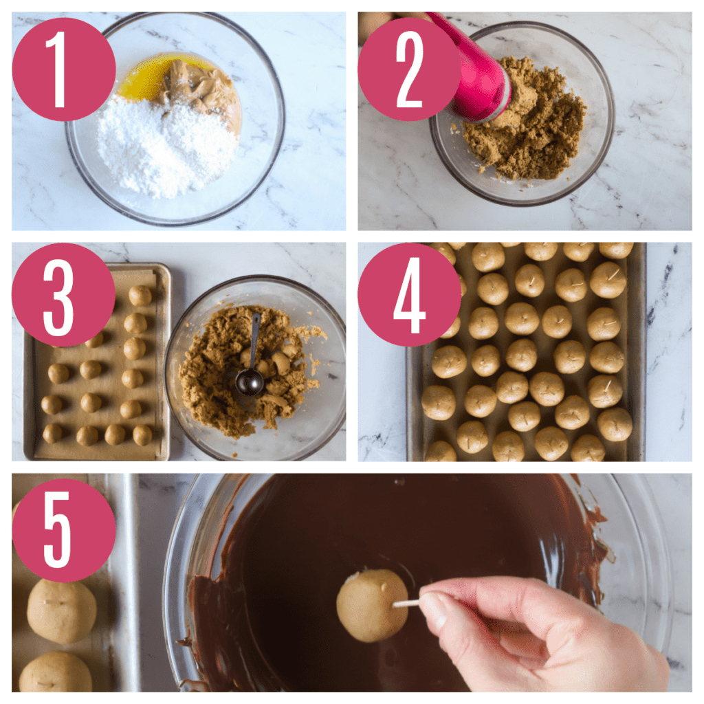 step by step photos of making buckeye balls