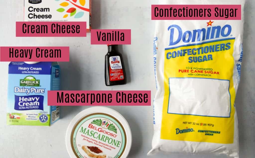 ingredients for Chantilly cake frosting