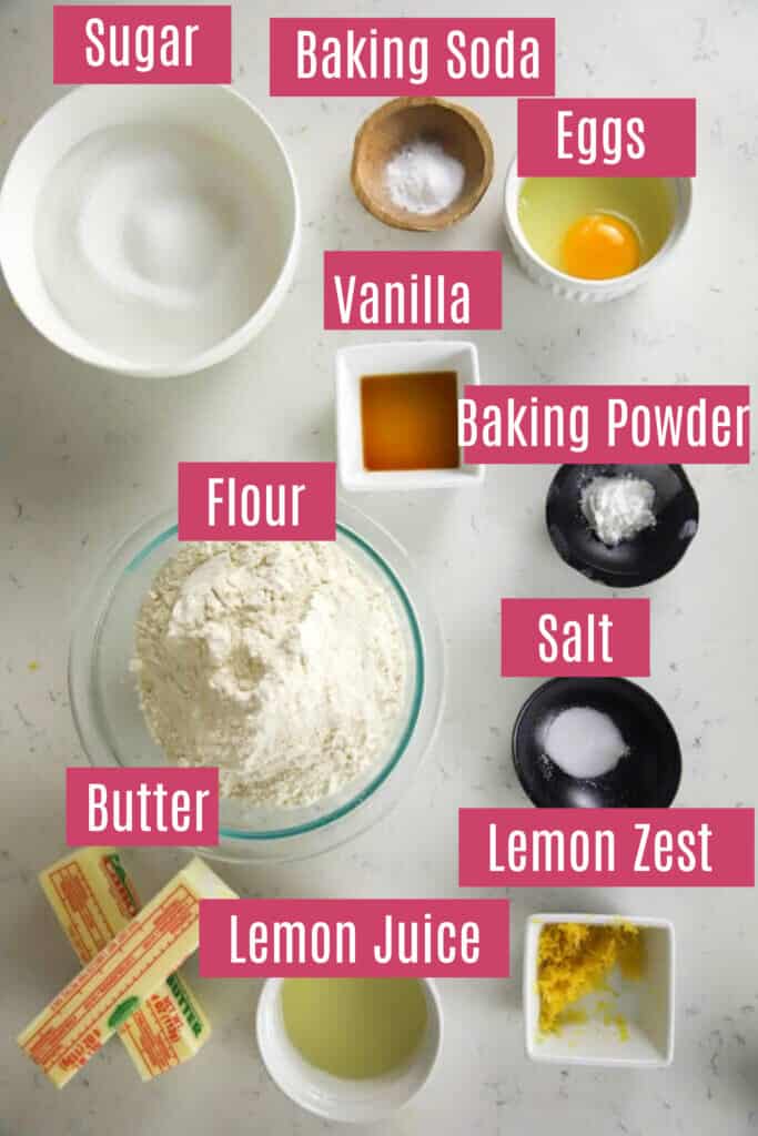 ingredients for lemon cookies