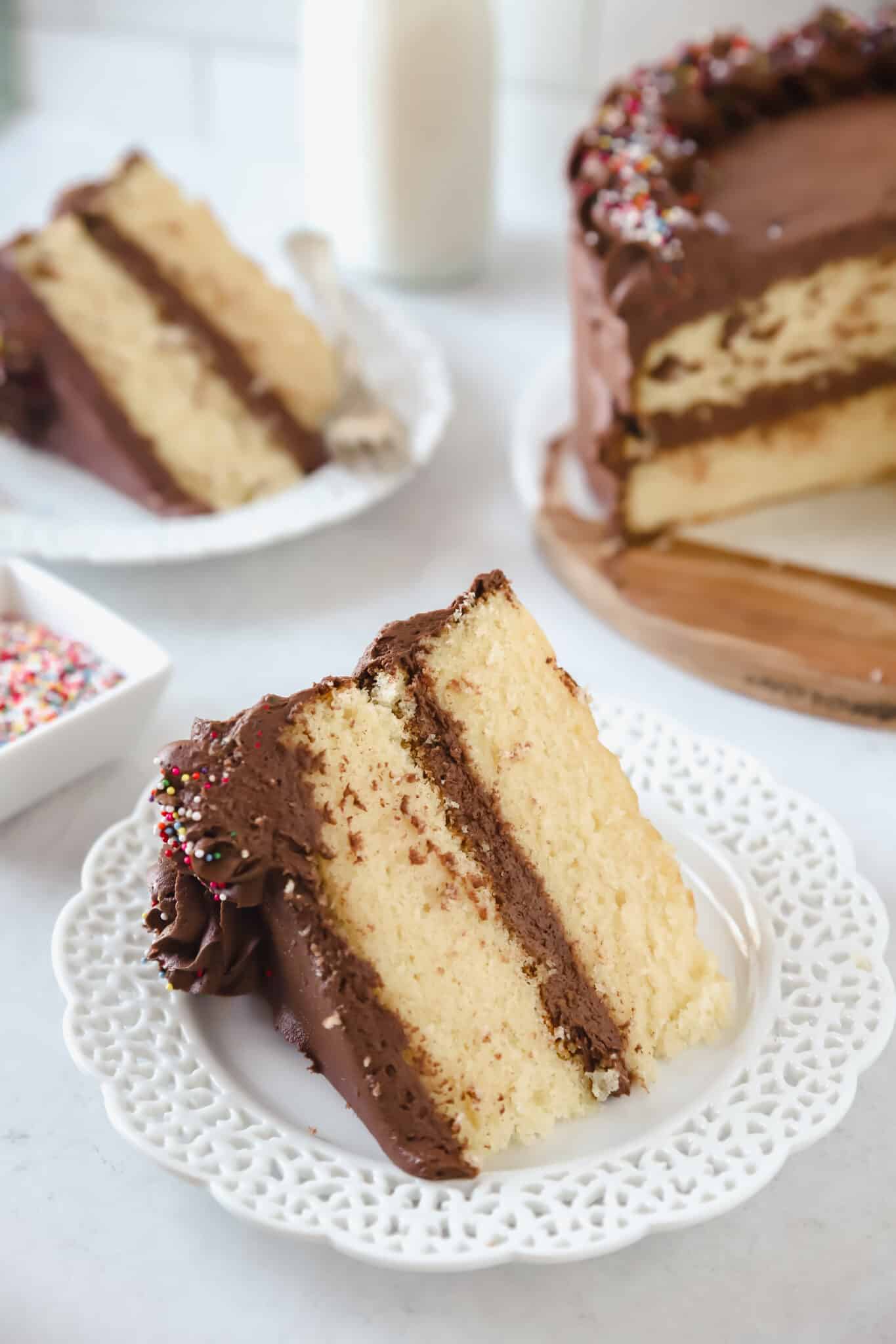 The BEST Vanilla Cake (with chocolate frosting!) Boston Girl Bakes