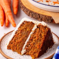 slice of carrot cake on a plate