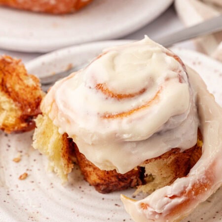 a cinnamon roll on a plate