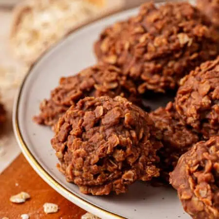 plate of no bake cookies