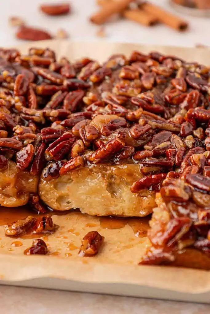 sticky buns on parchment paper